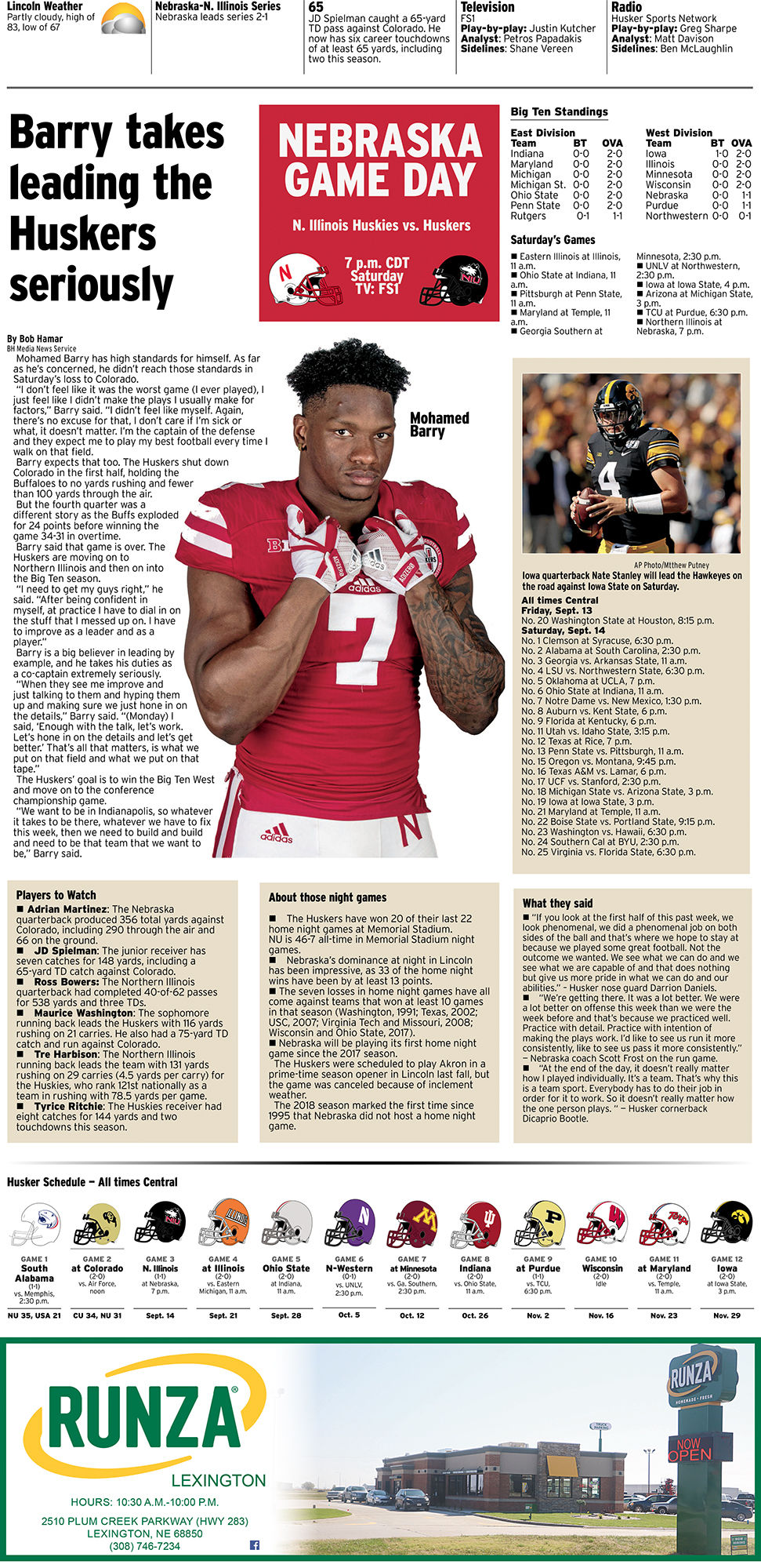 Barry takes leading the Huskers seriously